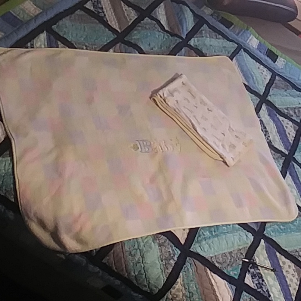 Fuzzy baby blanket and receiving blanket